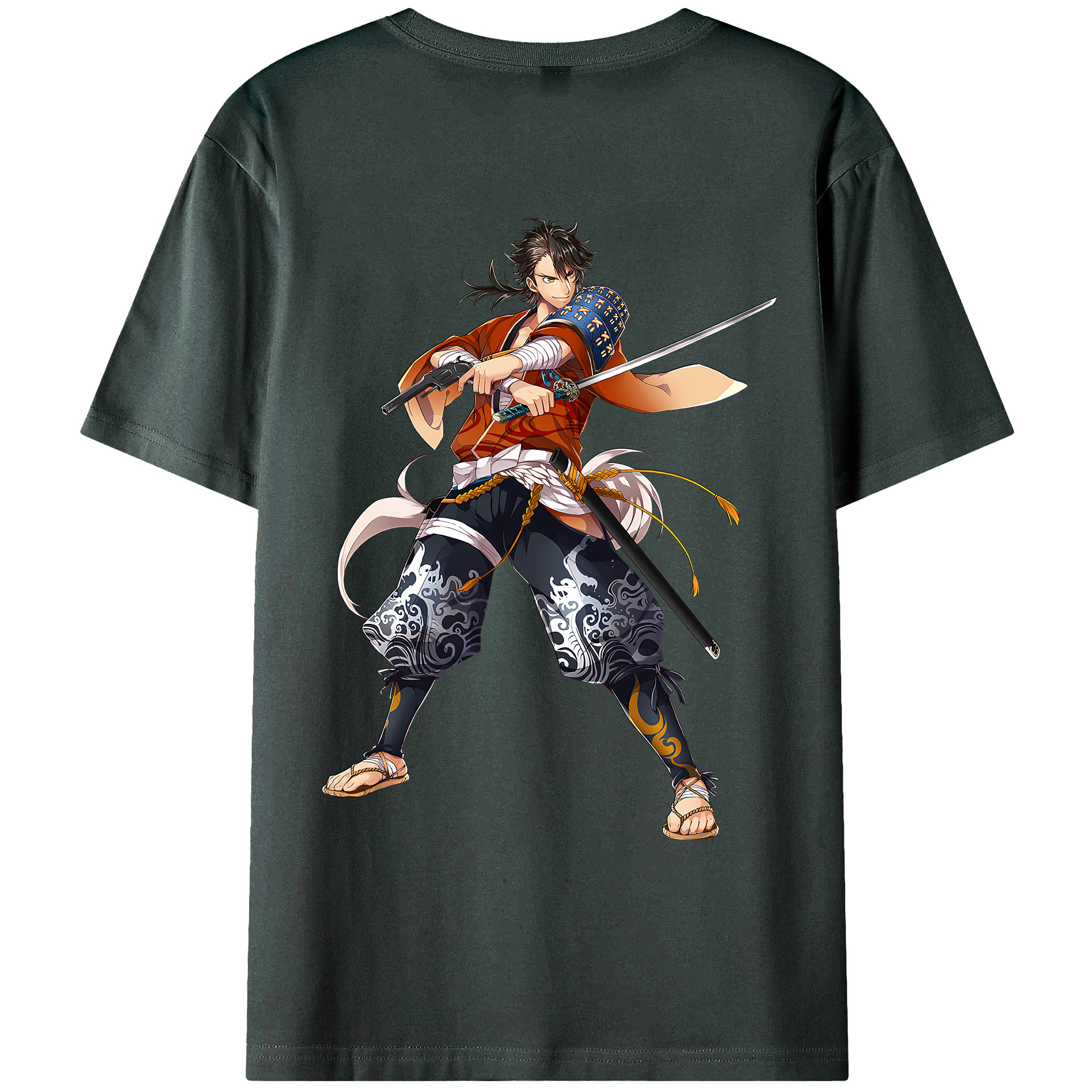（画像用） 刀剣乱舞 Touken Ranbu 綿100％ メンズ半袖Tシャツ（バックプリント） 通気性